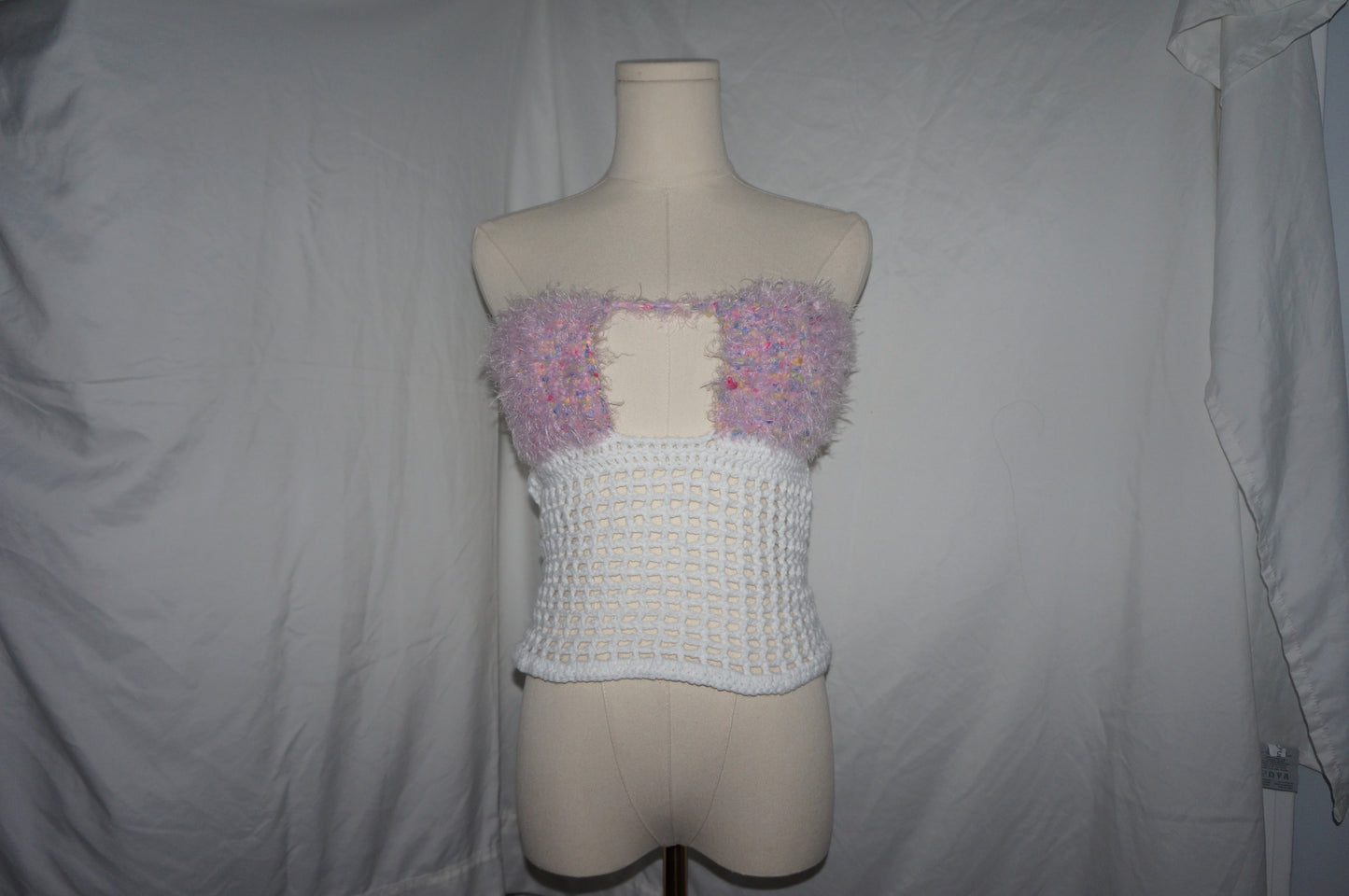 Rainbow Fuzzy Mesh Top