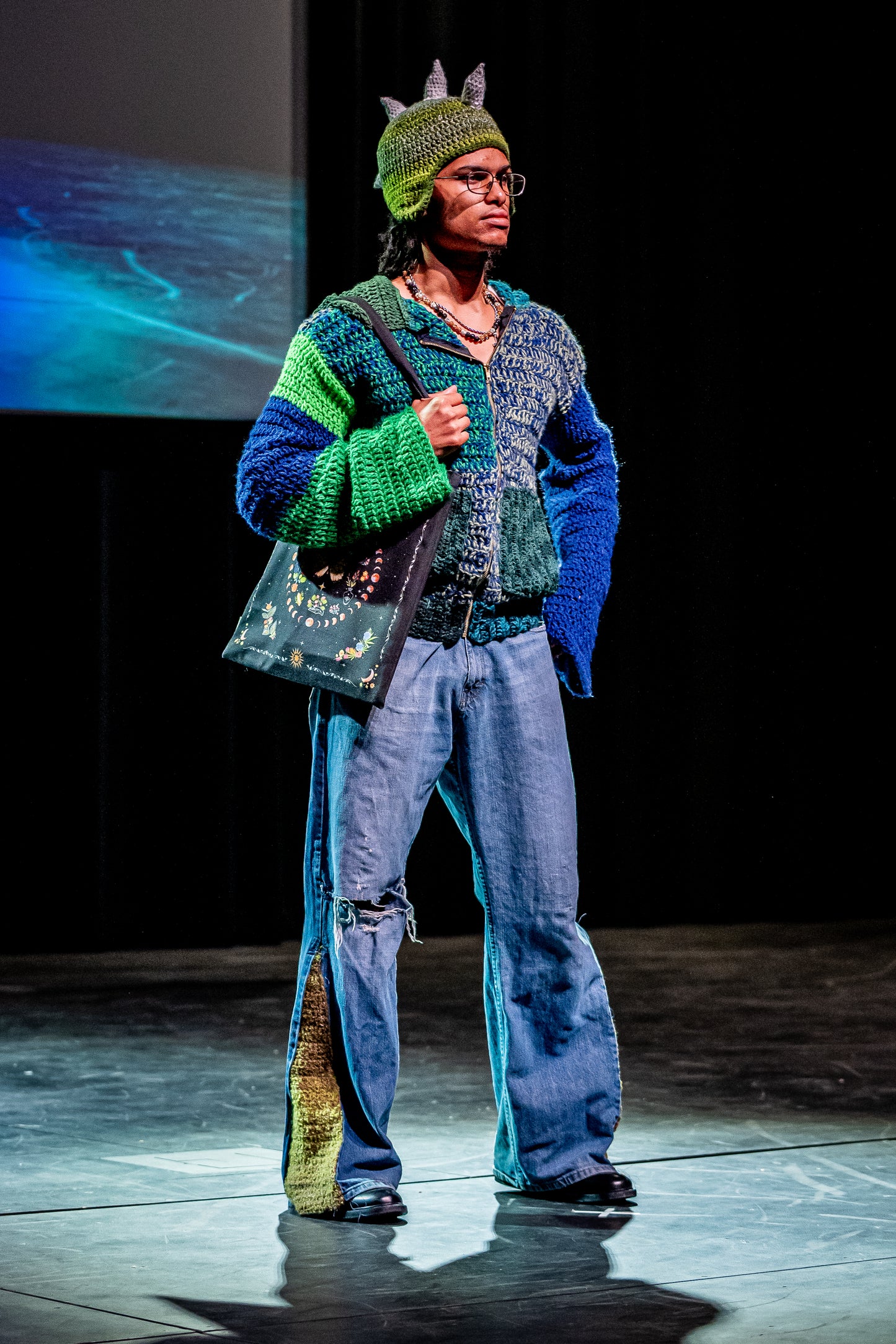 Crochet flared jeans (green)