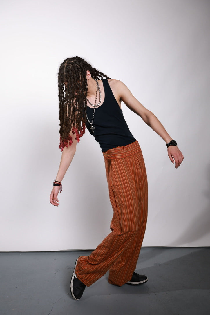 Orange Striped Pants
