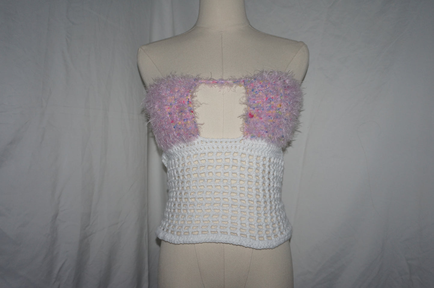 Rainbow Fuzzy Mesh Top