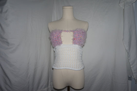 Rainbow Fuzzy Mesh Top