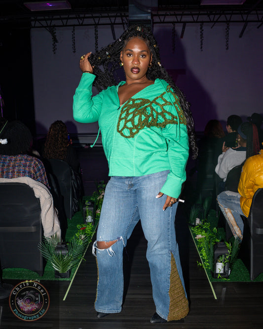 Crochet flared jeans (green)