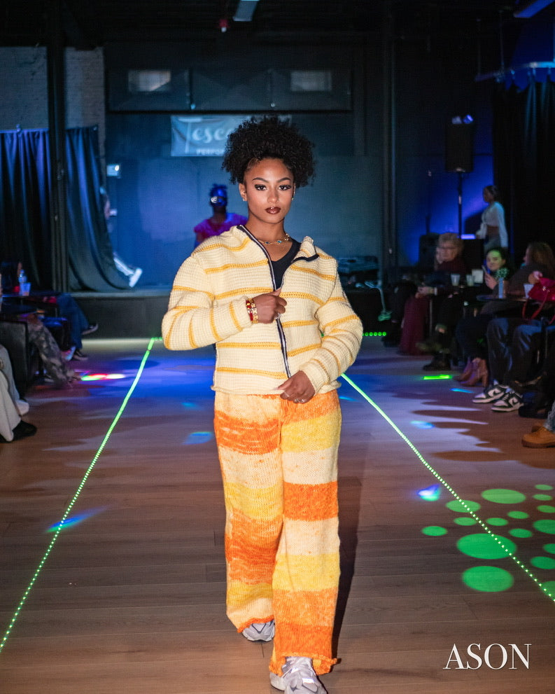 Striped Yellow Zip Up