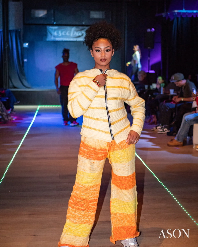 Striped Yellow Zip Up